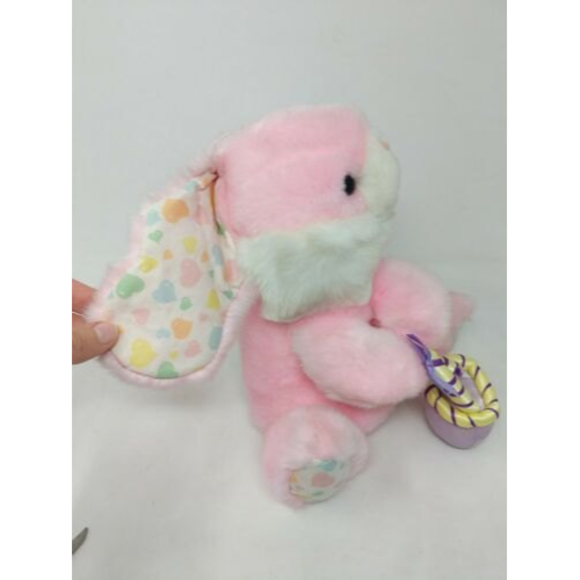 Fairview Basket Buddies Easter Bunny Rabbit Plush Pink Hearts 10" VTG Stuffed - Picture 4 of 11